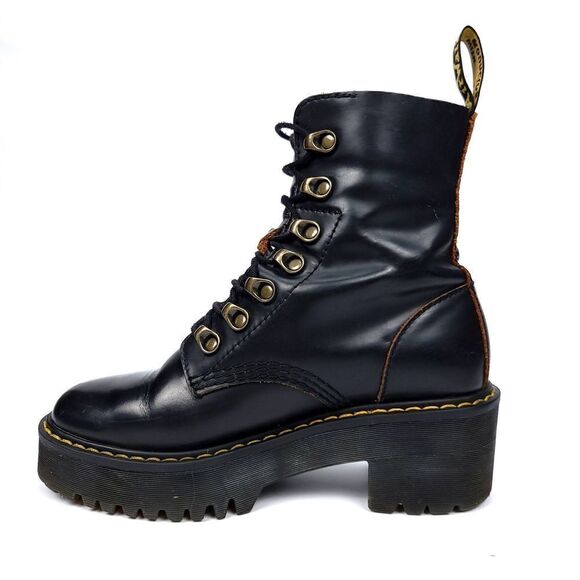 Dr. Martens Urban Outfitters Leona Chunky Leather Lug Sole Platform Heel Boots 5 - Picture 4 of 8